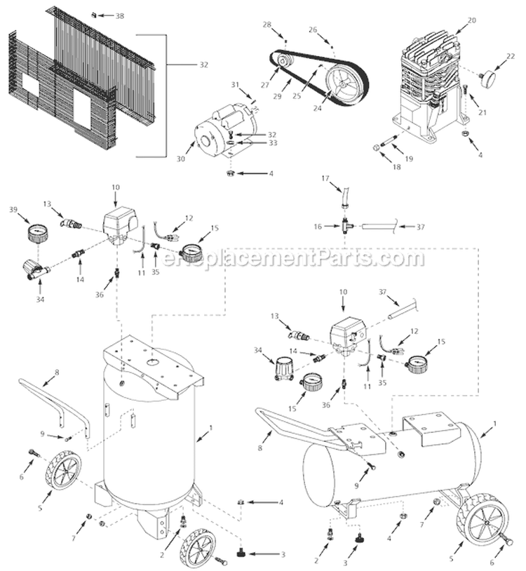 Page A Diagram and Parts List for 2MLW2  Campbell Hausfeld Compressor